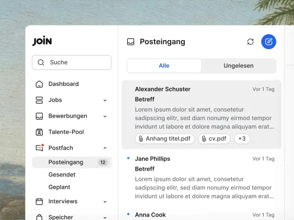 Join Recruiting-Pipeline mit Kandidatenkarten und Team-Zusammenarbeit