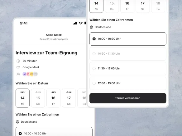 Join Interview-Terminplanung zeigt über Kalender synchronisierte Slots