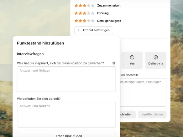 Interview-Scorecard in Join mit strukturierten Kriterien und Bewertungen
